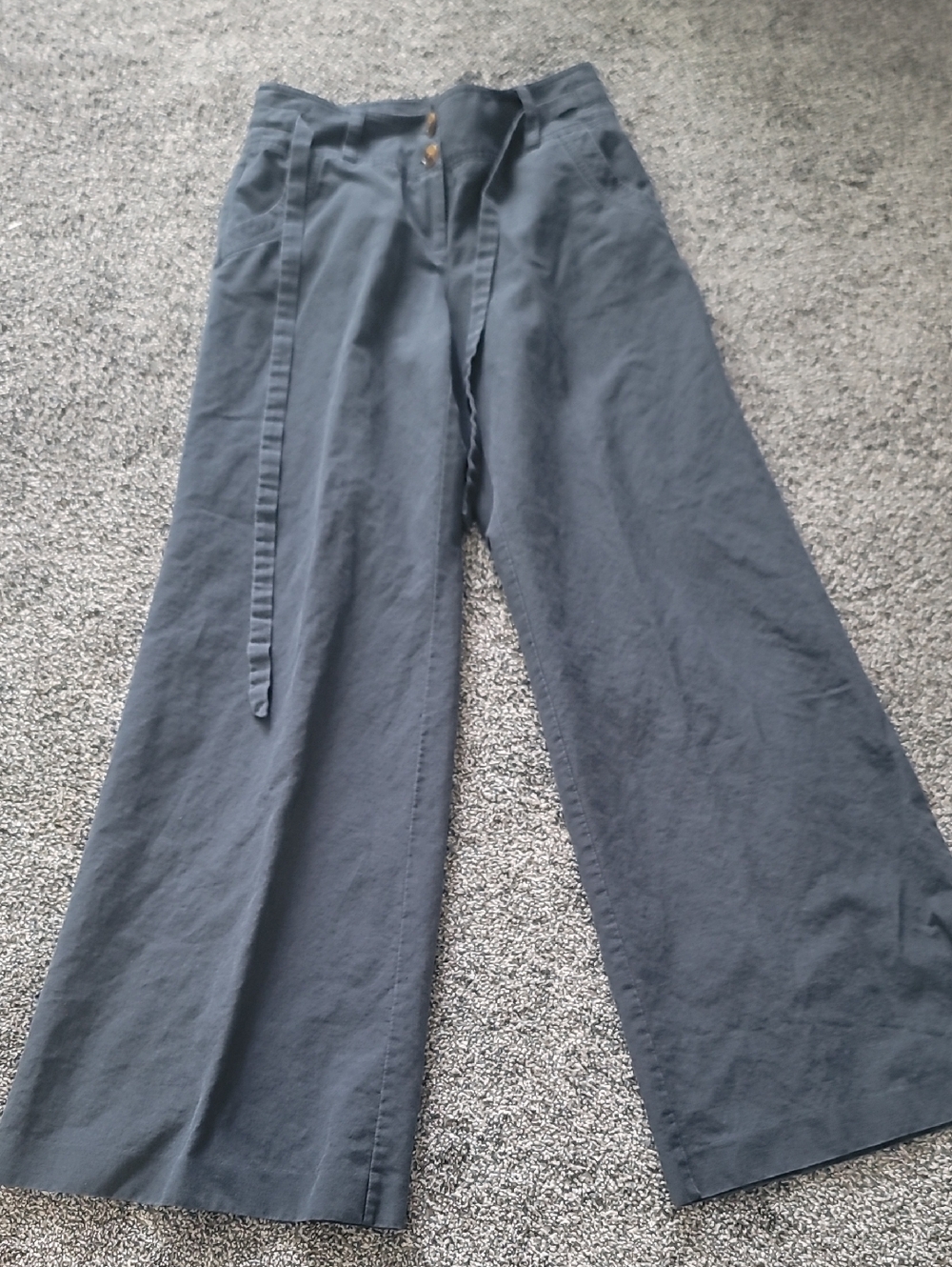 LONDONJEAN Navy Chino Linen-Cotton Blend Pants